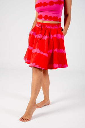 Circle Mini Skirt in Blot Red - Manners London