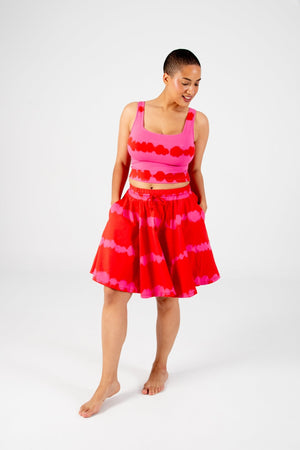 Circle Mini Skirt in Blot Red - Manners London