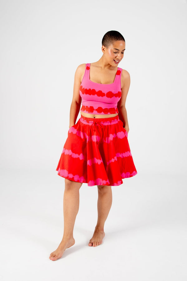 Circle Mini Skirt in Blot Red - Manners London