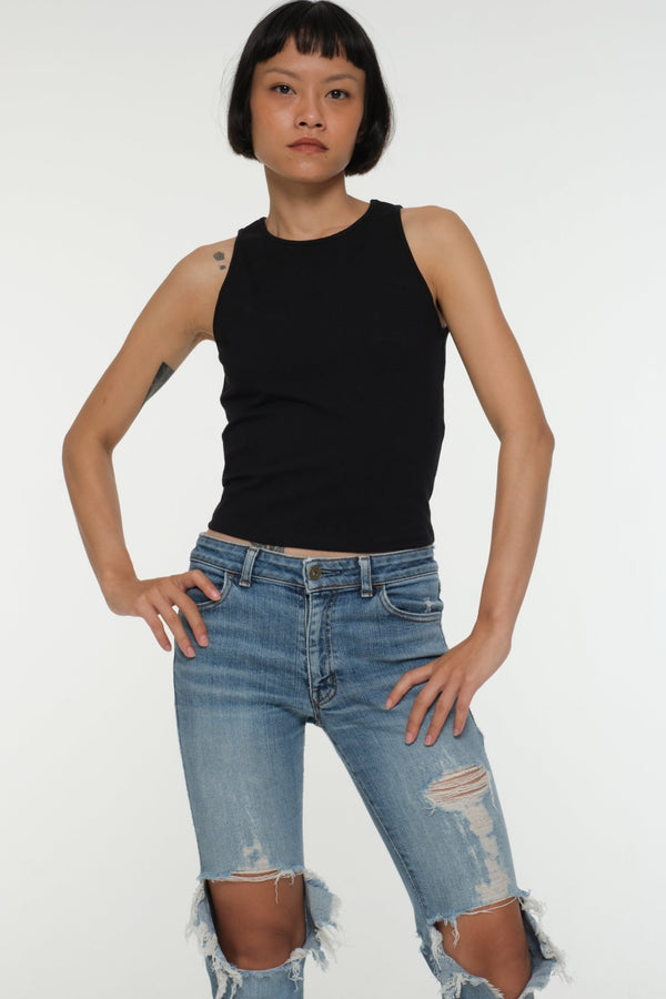 CORE CROP 5 PACK: Crop Vest / Scoop Crop Vest / EKA Racer crop/ Iza Crop Vest / Shinni Neck crop in Black - Manners London