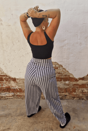 Corset Panelled Mid Crop Top in Black - Manners London