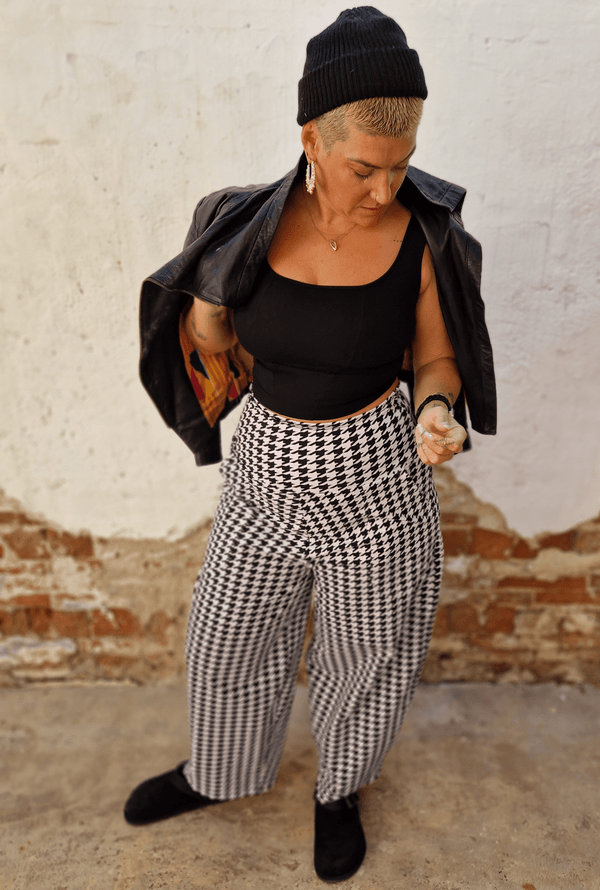 Corset Panelled Mid Crop Top in Black - Manners London