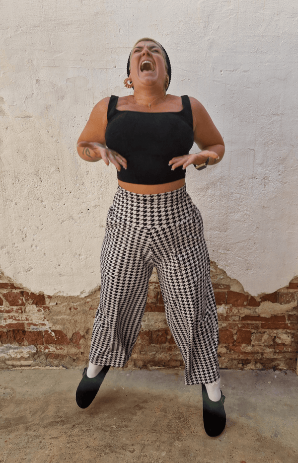 Corset Panelled Mid Crop Top in Black - Manners London