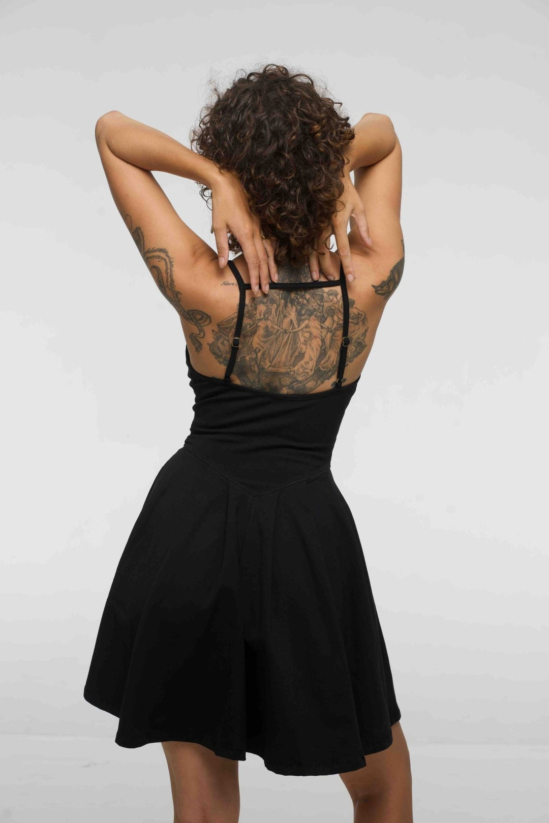 Corset Puff Dress Mini in Black (with pockets) - Manners London
