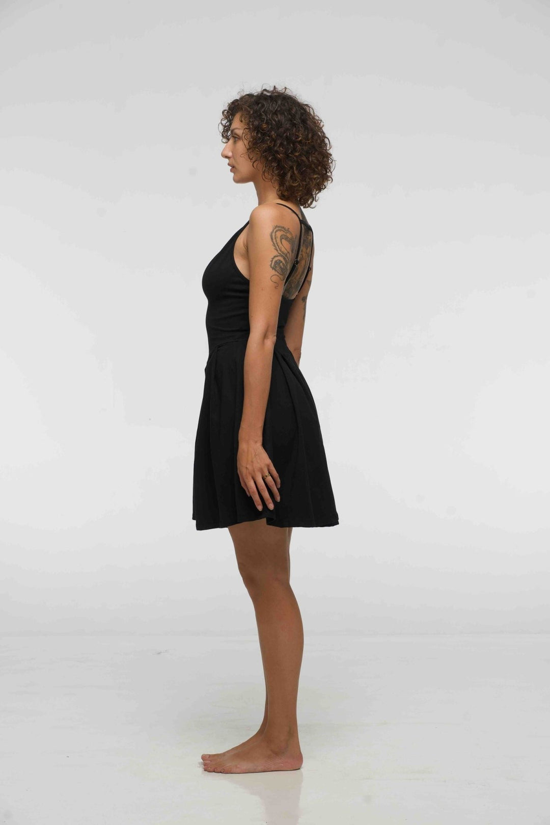 Corset Puff Dress Mini in Black (with pockets) - Manners London