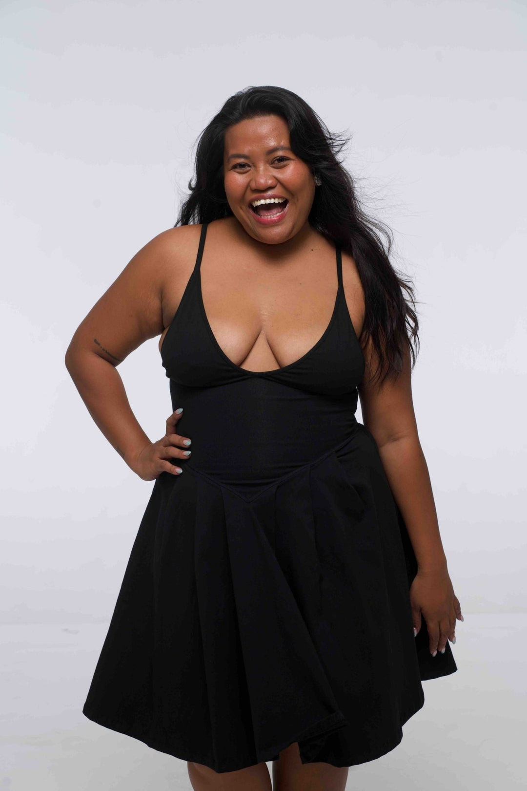 Corset Puff Dress Mini in Black (with pockets) - Manners London