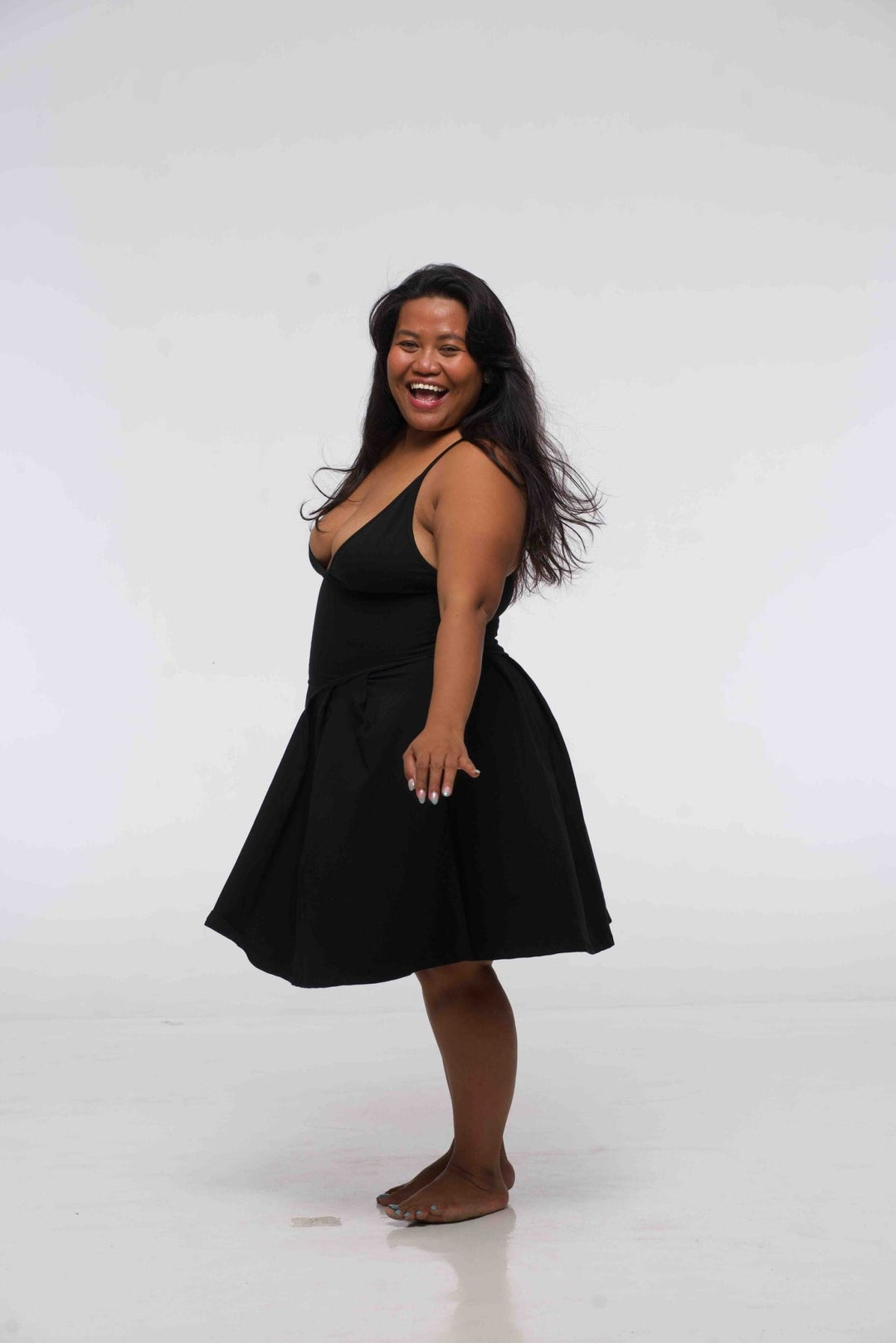 Corset Puff Dress Mini in Black (with pockets) - Manners London