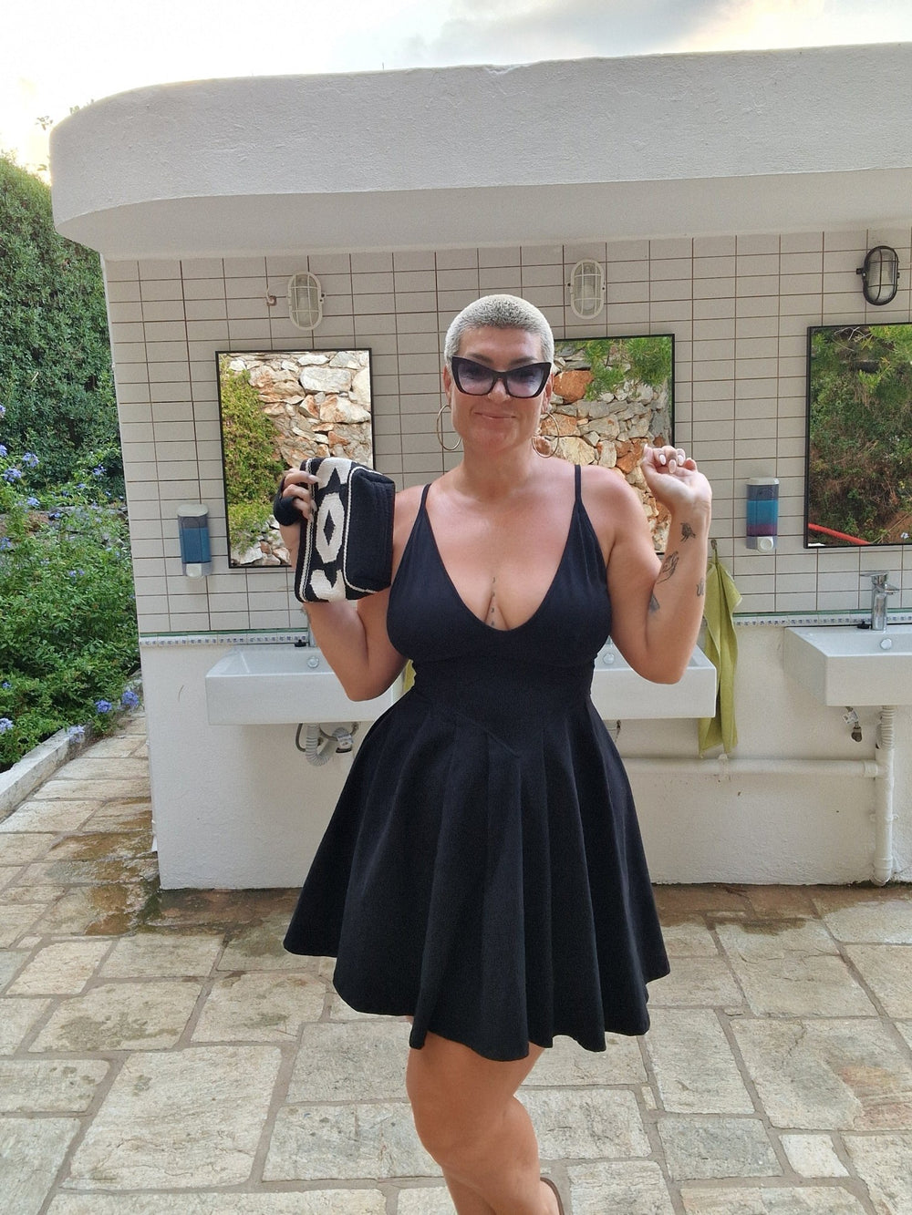 Corset Puff Dress Mini in Black (with pockets) - Manners London