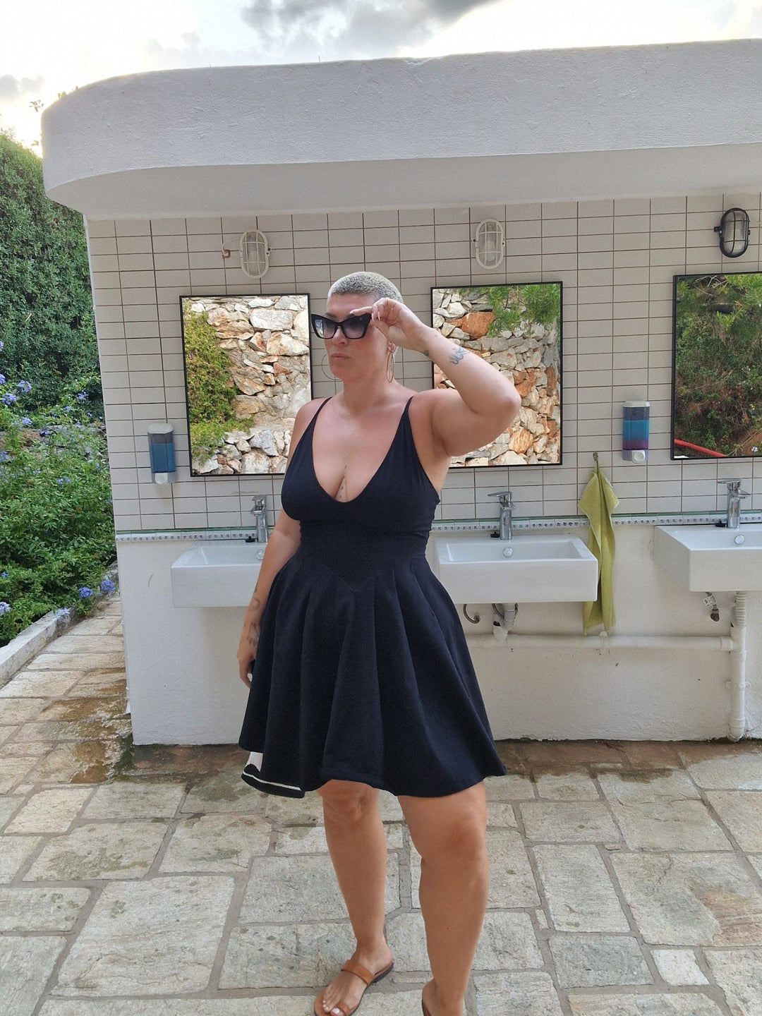 Corset Puff Dress Mini in Black (with pockets) - Manners London