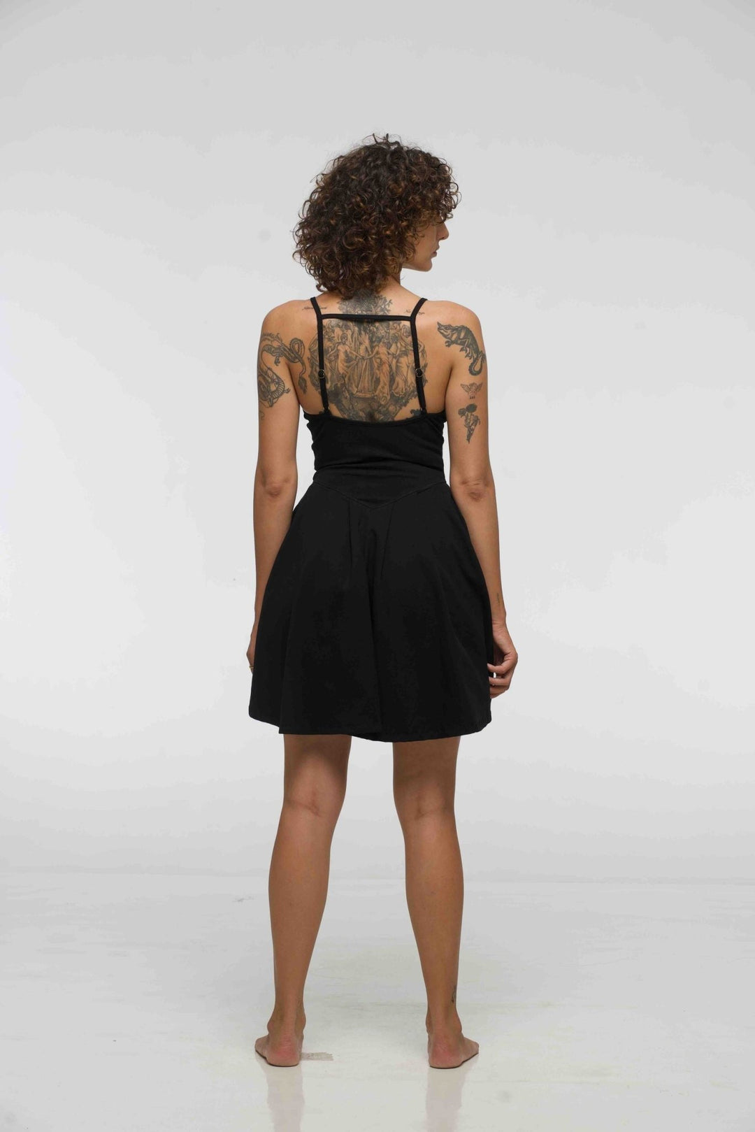 Corset Puff Dress Mini in Black (with pockets) - Manners London
