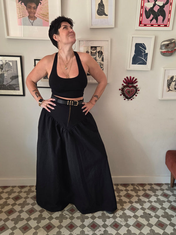 Corset Puff Maxi Skirt in Black - Manners London