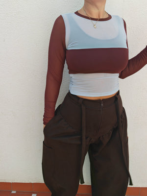 Corset Puff Pants with 4(!) pockets in Cafe - Manners London