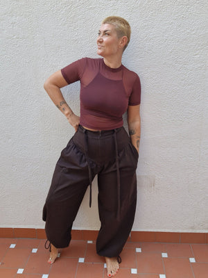 Corset Puff Pants with 4(!) pockets in Cafe - Manners London