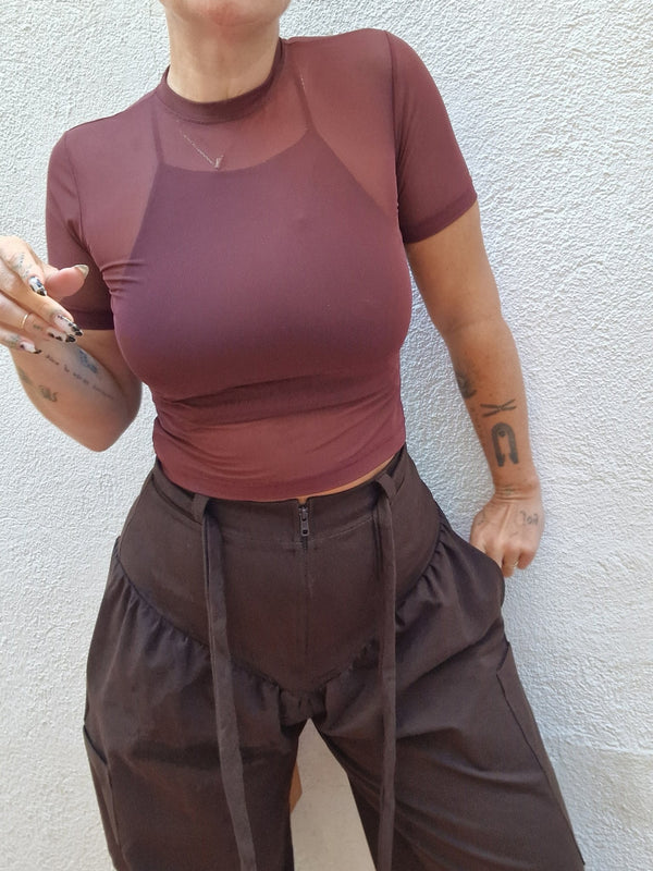 Corset Puff Pants with 4(!) pockets in Cafe - Manners London