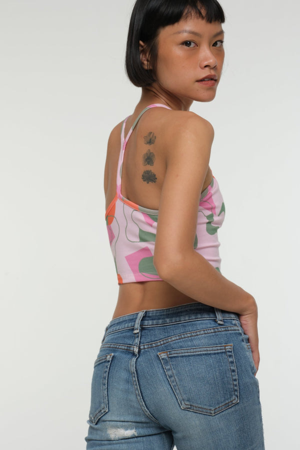 CROP VEST 3 PACK in Tangerine, Forbidden Fruit print and Grass Green/Lime - Manners London