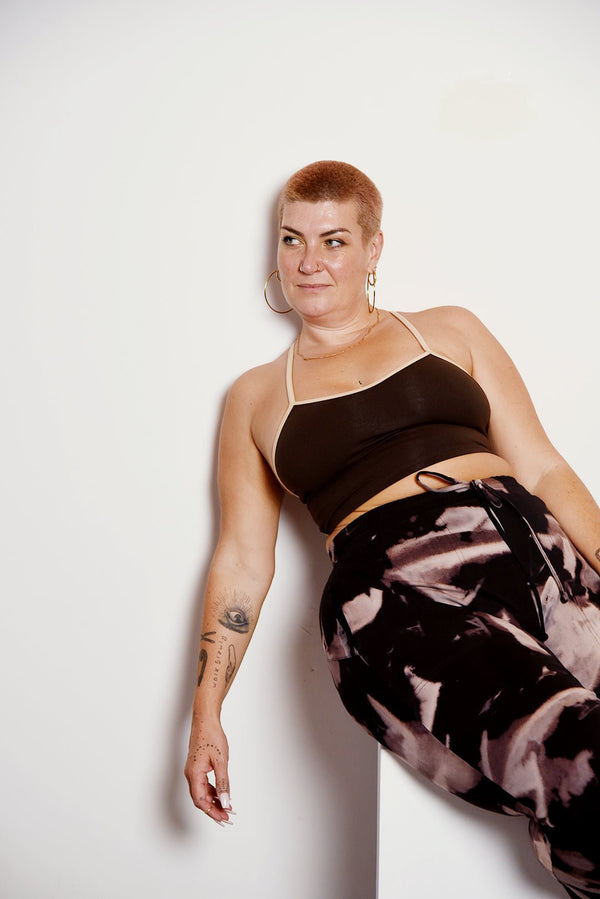 Crop Vest Top in Cafe with Latte Straps LIMITED EDITION - Manners London