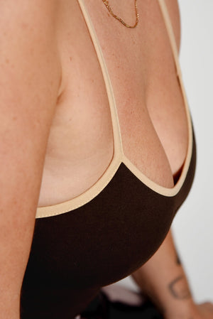 Crop Vest Top in Cafe with Latte Straps LIMITED EDITION - Manners London