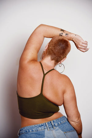 Crop Vest Top in Khaki Green LIMITED EDITION! - Manners London