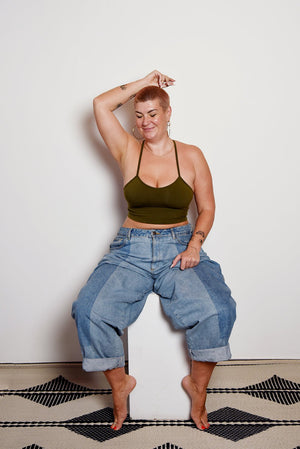 Crop Vest Top in Khaki Green LIMITED EDITION! - Manners London