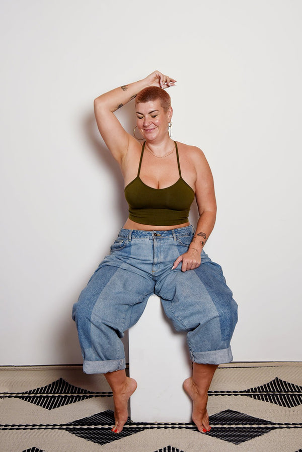 Crop Vest Top in Khaki Green LIMITED EDITION! - Manners London