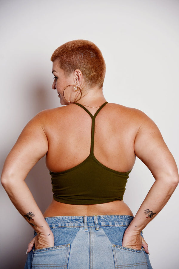 Crop Vest Top in Khaki Green LIMITED EDITION! - Manners London