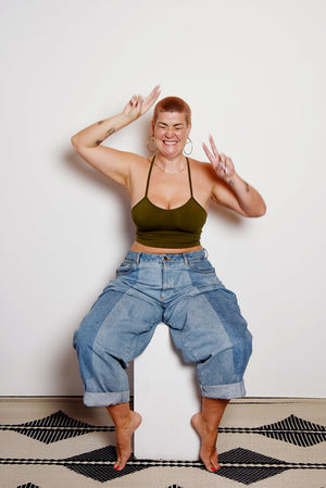 Crop Vest Top in Khaki Green LIMITED EDITION! - Manners London