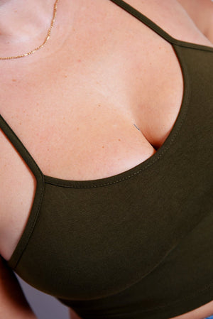 Crop Vest Top in Khaki Green LIMITED EDITION! - Manners London