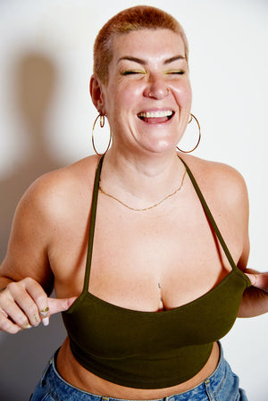 Crop Vest Top in Khaki Green LIMITED EDITION! - Manners London