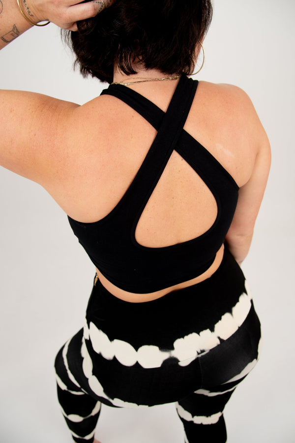 Cross Back Crop Bra In Black - Manners London