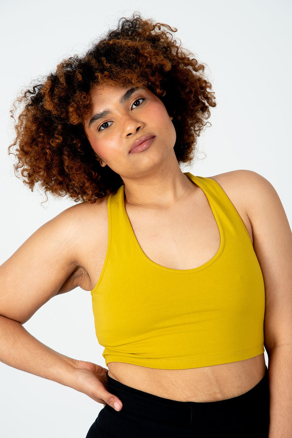 Cross Back Crop Bra In Mustard Seed - Manners London