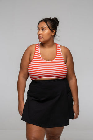 Cross Back Crop Bra In Tomato red on Bubblegum Pink!  - Manners London