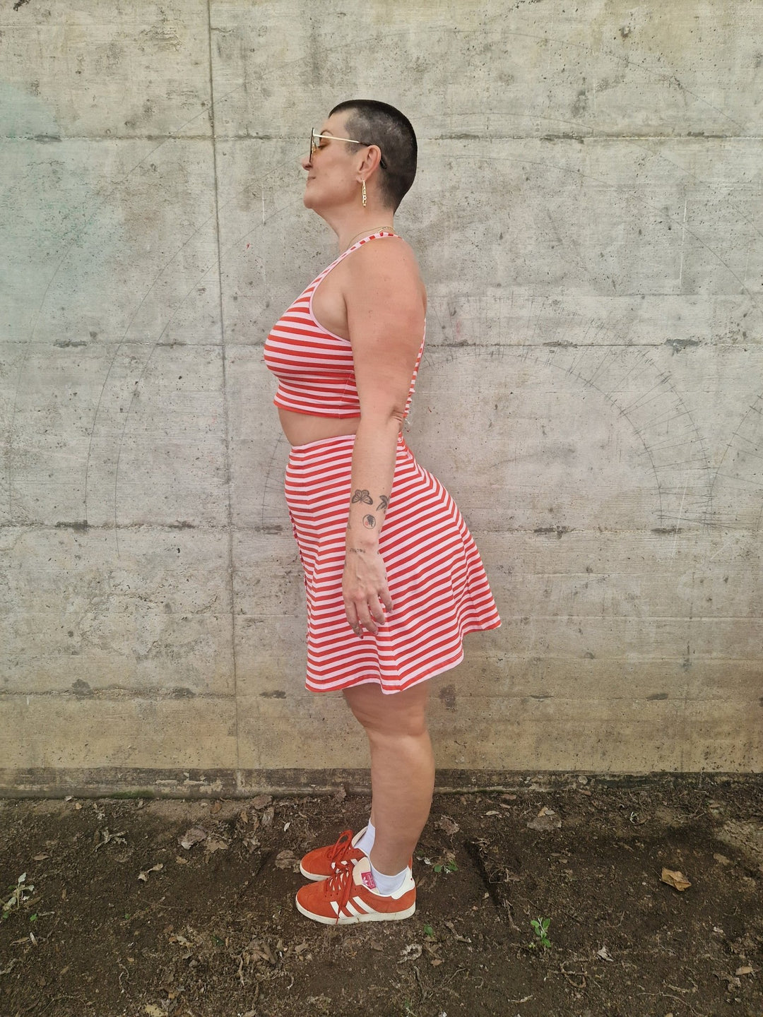 Cross Back Crop Bra In Tomato red on Bubblegum Pink!  - Manners London