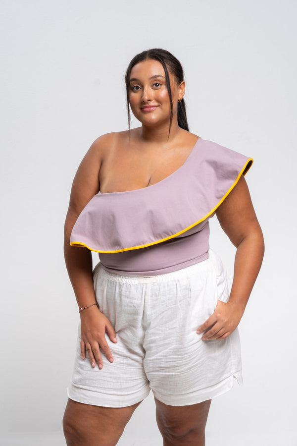 Diida 3 - Way Crop Top in Dust/Mango Edge - Manners London