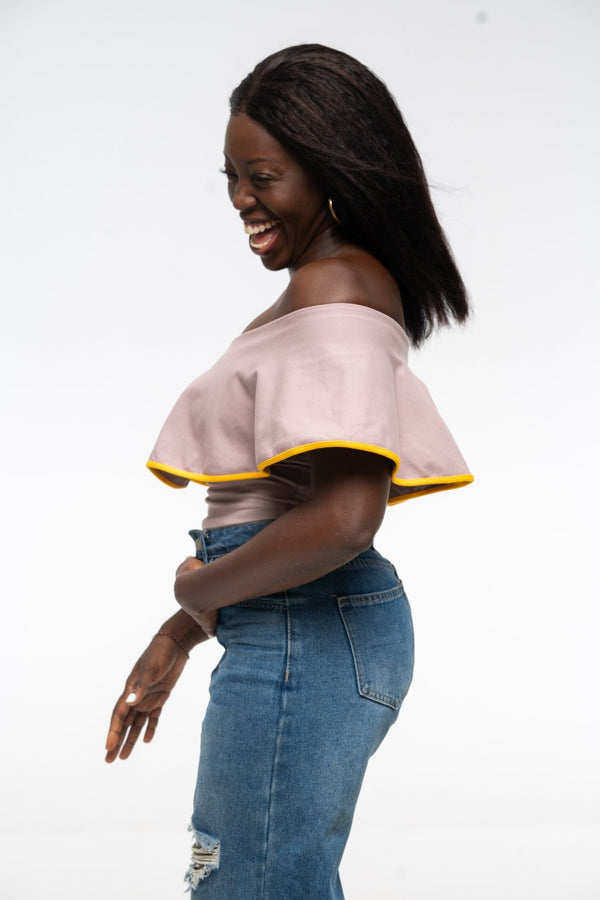 Diida 3 - Way Crop Top in Dust/Mango Edge - Manners London