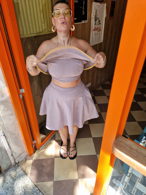 Diida 3 - Way Crop Top in Dust/Mango Edge - Manners London