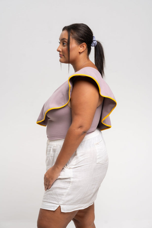 Diida 3 - Way Crop Top in Dust/Mango Edge - Manners London