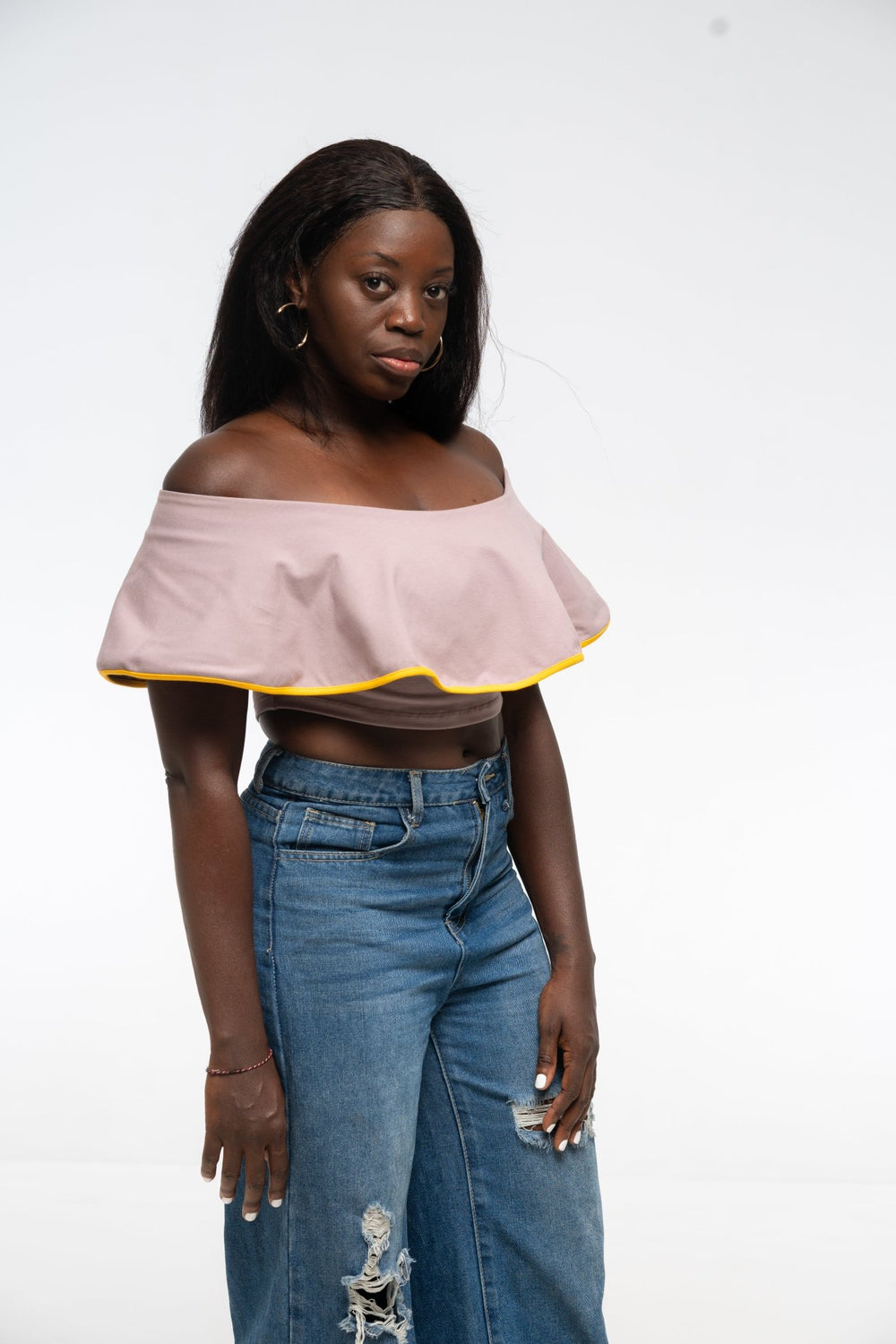 Diida 3 - Way Crop Top in Dust/Mango Edge - Manners London