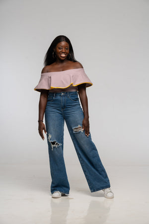 Diida 3 - way Full Length Top in Dust/Mango Edge - Manners London