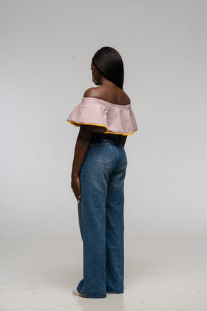 Diida 3 - way Full Length Top in Dust/Mango Edge - Manners London