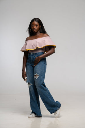 Diida 3 - way Full Length Top in Dust/Mango Edge - Manners London