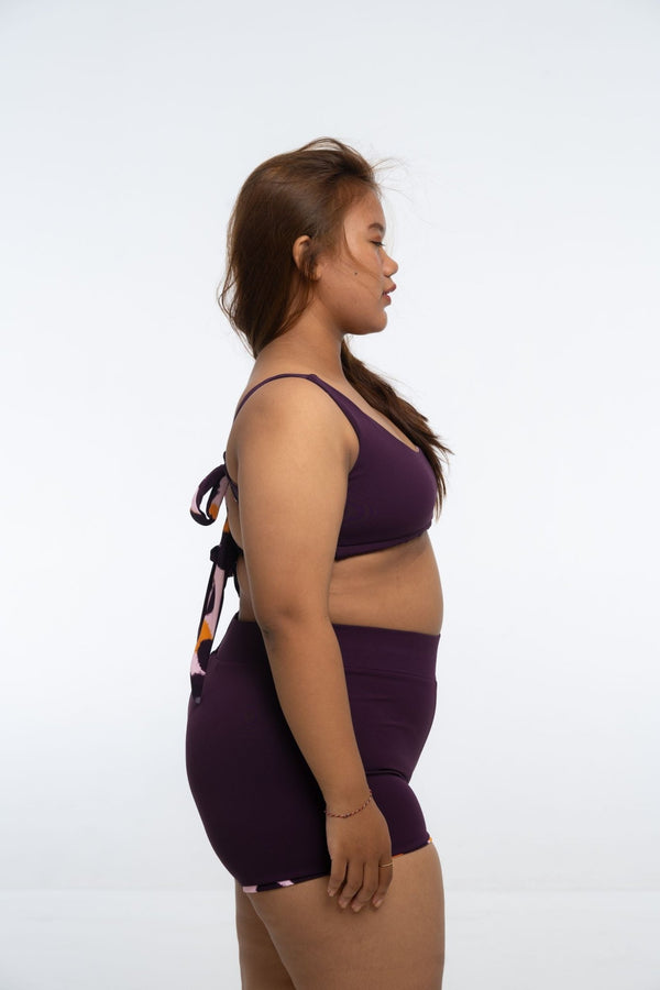 Double Tie Super Top In Spicy Leopard Print and Deep Plum Reversible - Manners London