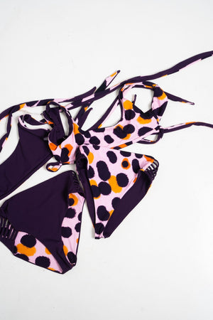 Double Tie Super Top In Spicy Leopard Print and Deep Plum Reversible - Manners London