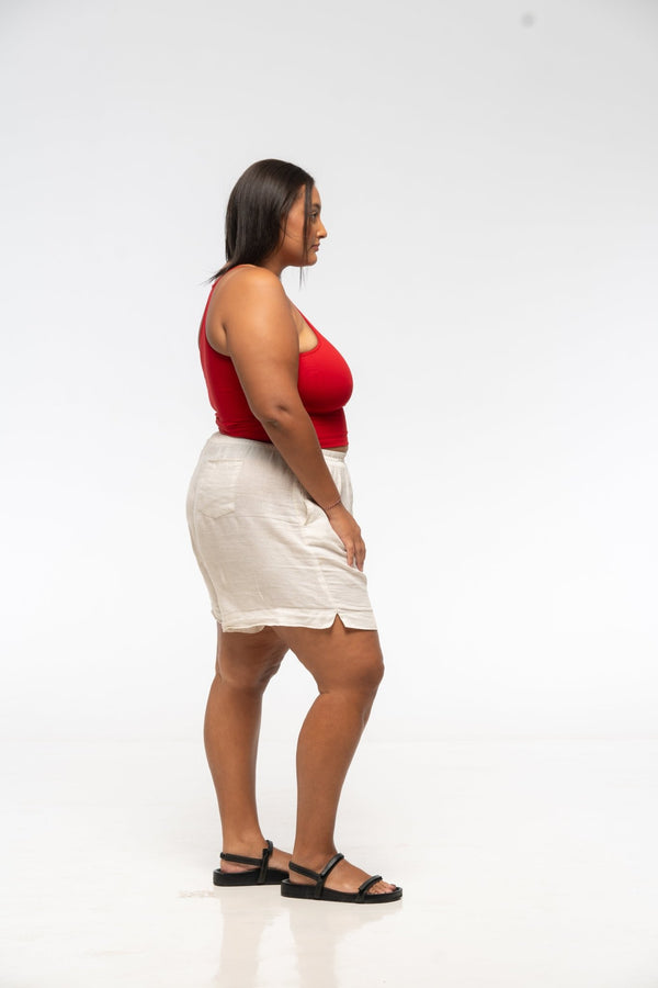 EKA Racer Crop in Pomegranate Red - Manners London