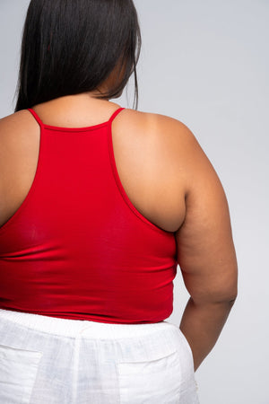 EKA Racer Crop in Pomegranate Red - Manners London