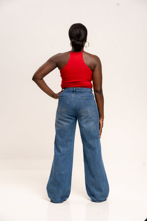 EKA Racer Crop in Pomegranate Red - Manners London