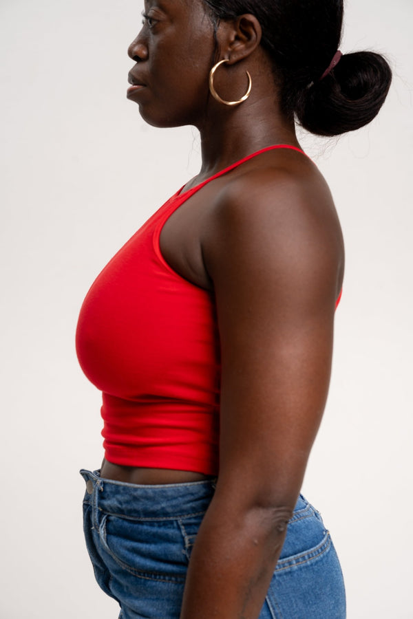 EKA Racer Crop in Pomegranate Red - Manners London