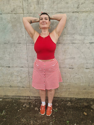 EKA Racer Crop in Pomegranate Red - Manners London