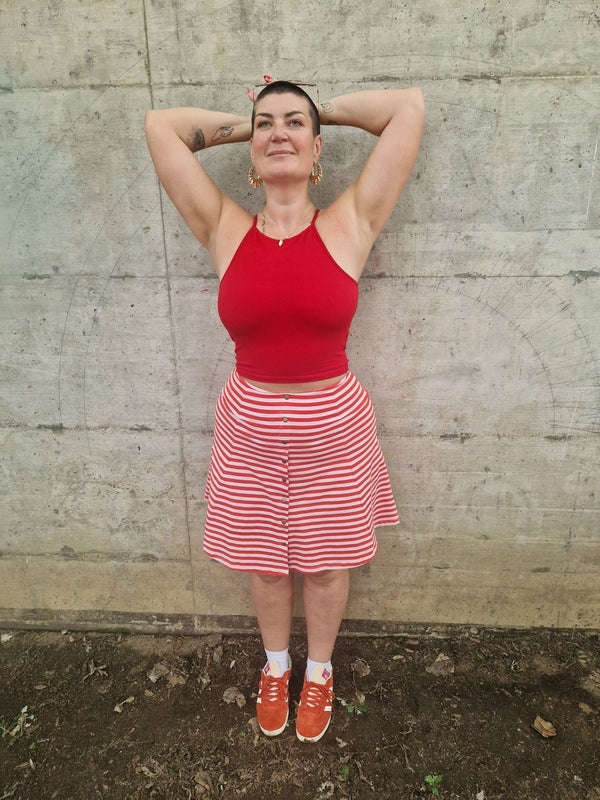 EKA Racer Crop in Pomegranate Red - Manners London