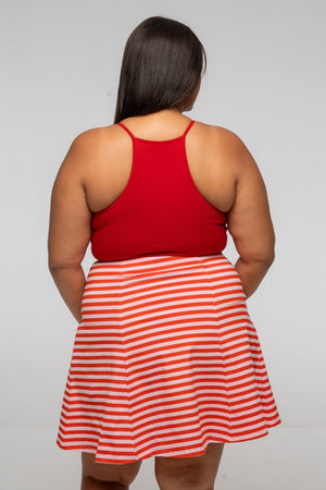 EKA Racer Full Length Top in Pomegranate Red - Manners London