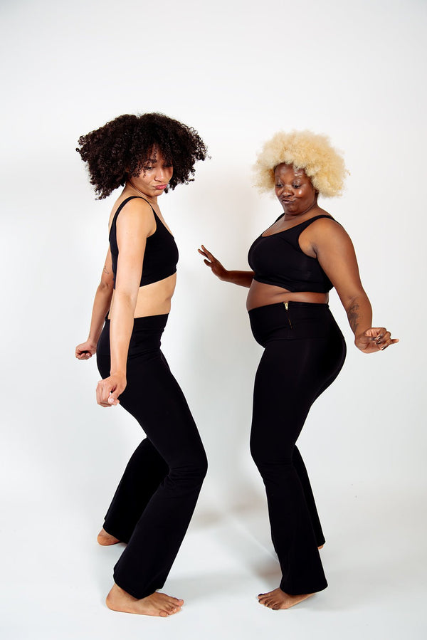 Faiza Flare Trousers in Black - Manners London